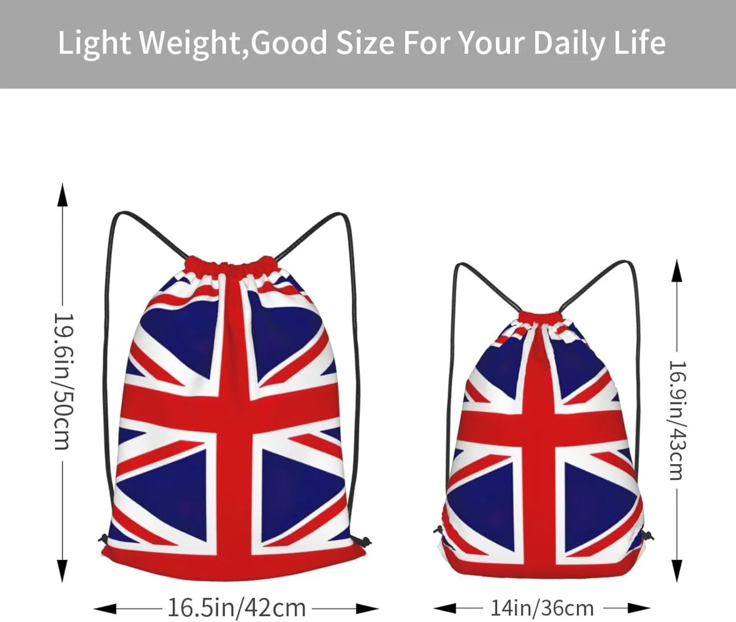 Uk Flag Print Drawstring Backpack Bag, Men'S Women'S Shopping Yoga Swimming Travel Sports Backpacks