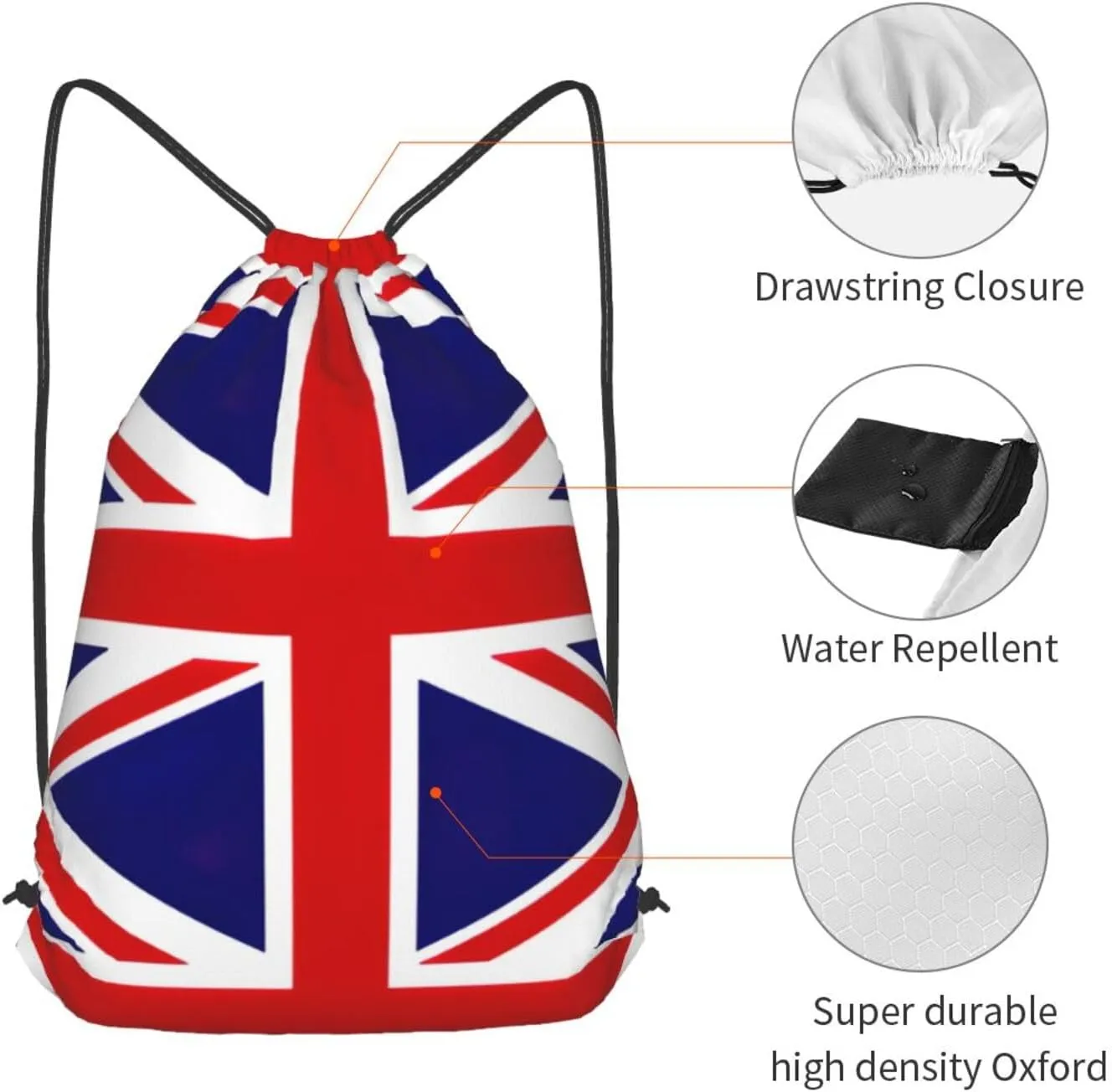 Uk Flag Print Drawstring Backpack Bag, Men'S Women'S Shopping Yoga Swimming Travel Sports Backpacks