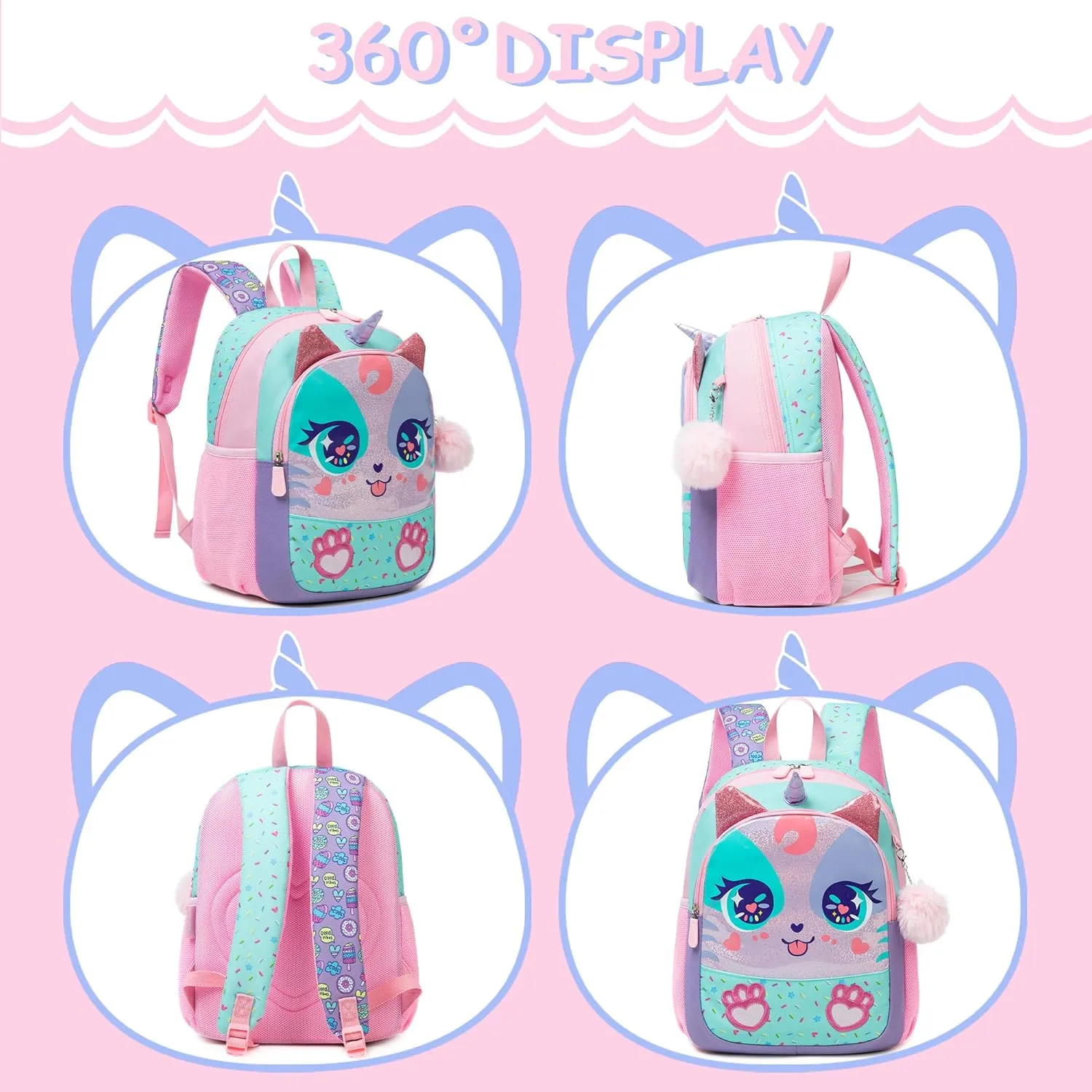Unicorn Toddler Backpacks for Girls 2-4 Kids Preschool Backpacks for Girls Cute Pink Kindergarten Backpack Mini Small Backpack Little Girl Back to School Supplies