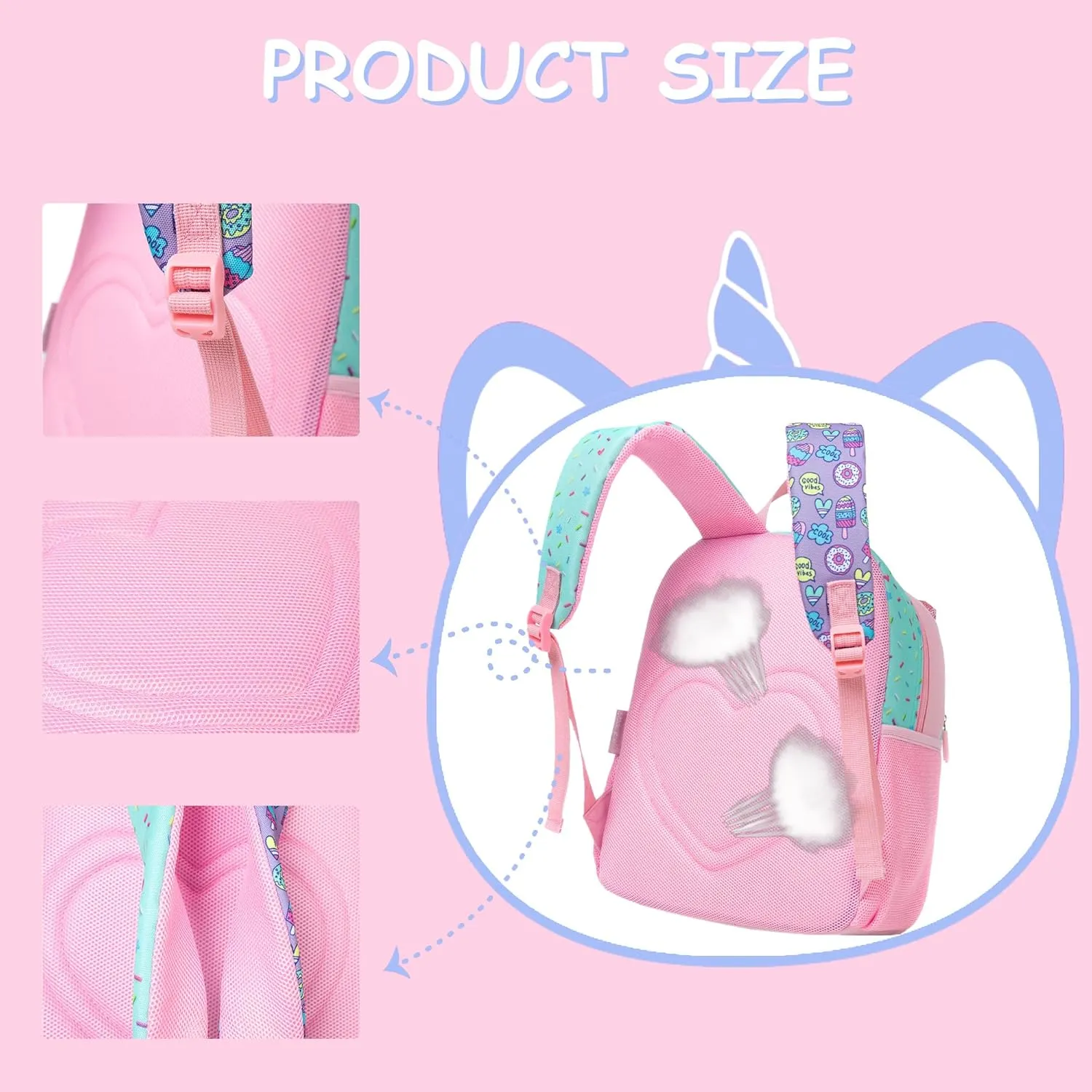 Unicorn Toddler Backpacks for Girls 2-4 Kids Preschool Backpacks for Girls Cute Pink Kindergarten Backpack Mini Small Backpack Little Girl Back to School Supplies