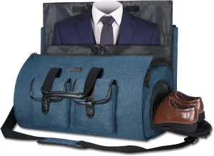 Unique Bella Carry-On Garment Bag Large Duffel Bag for Travel Weekend Flight with Shoes and Clothes in Blue