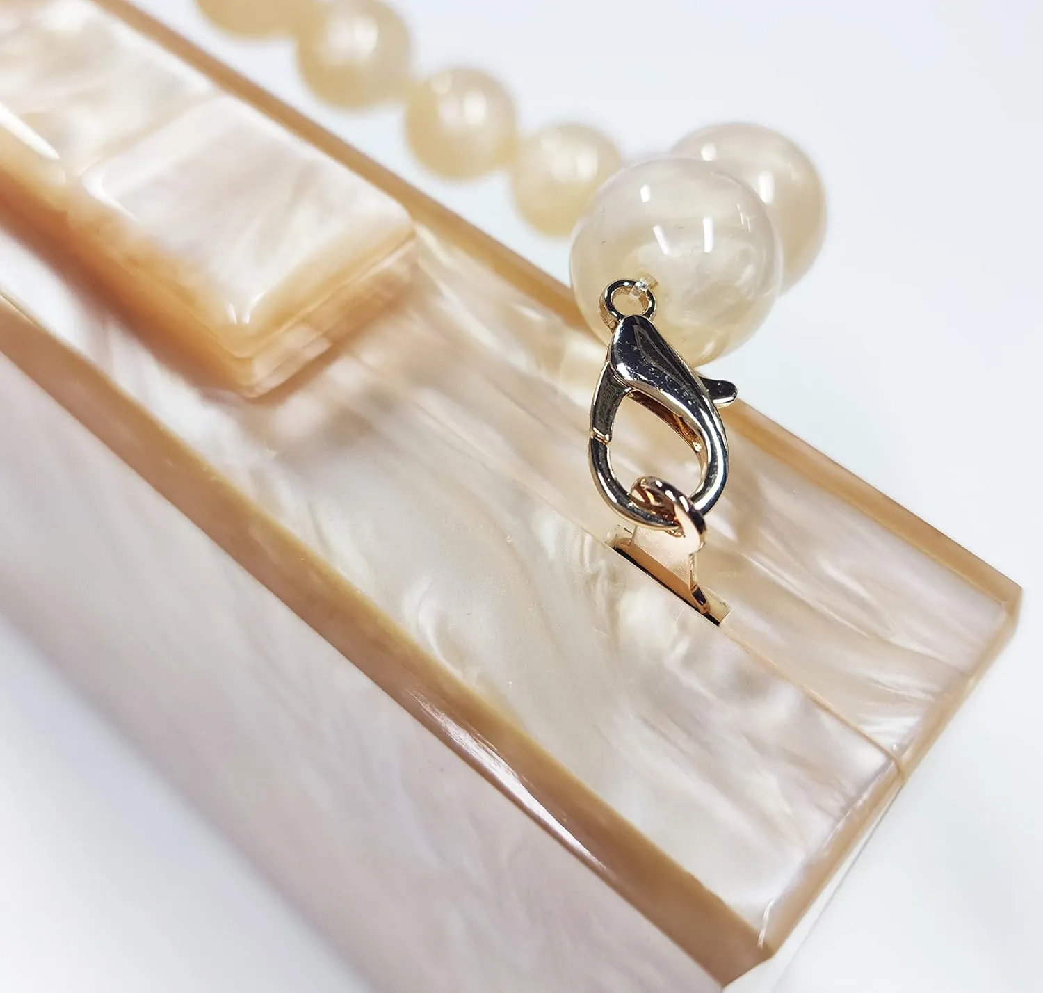 URAWOW Acrylic Evening Handbag Beads Bag for Women Graceful Shoulder Bag Satchel Marble Clutch Purses for Wedding Party 2023