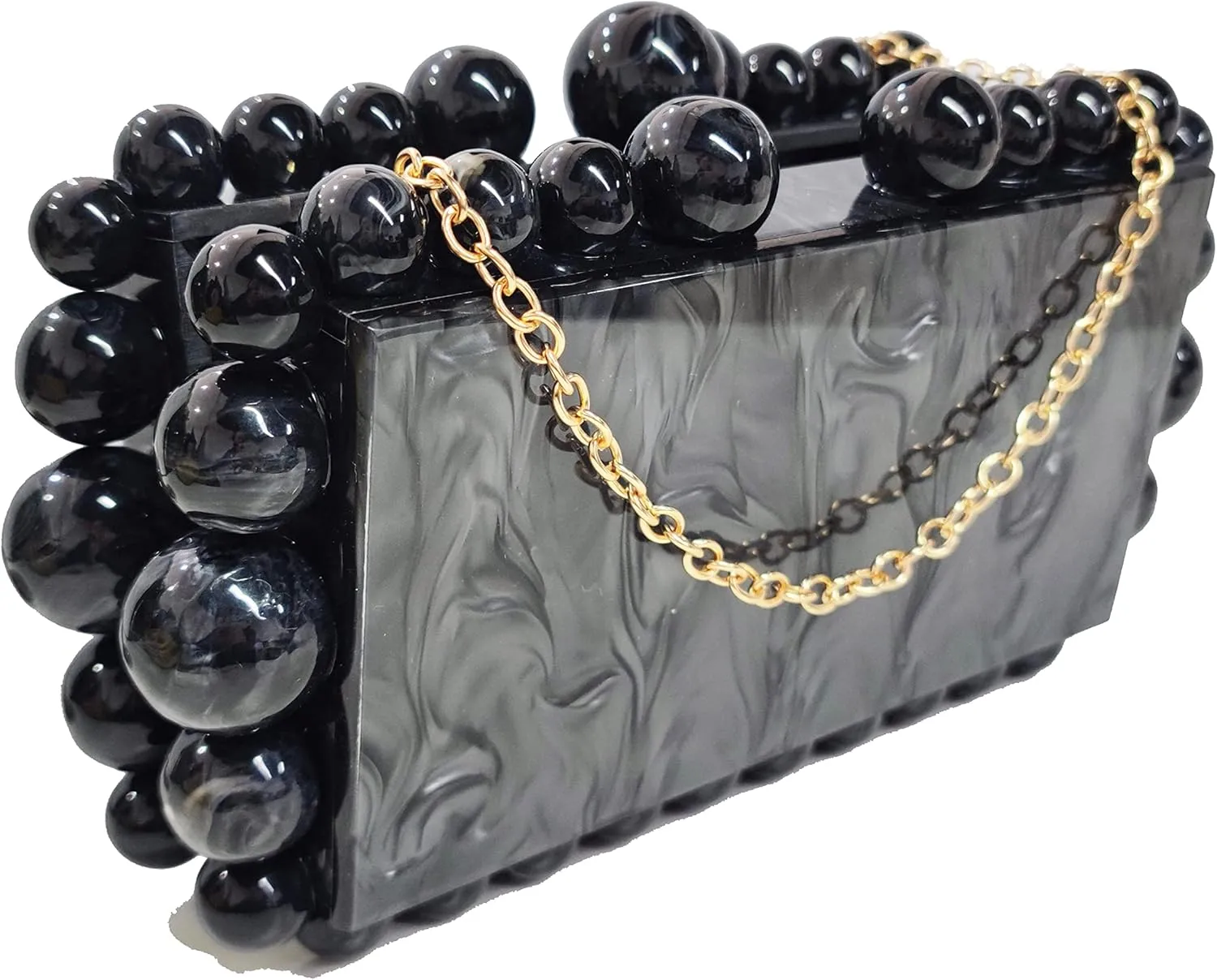 URAWOW Acrylic Evening Handbag Beads Bag for Women Graceful Shoulder Bag Satchel Marble Clutch Purses for Wedding Party 2023