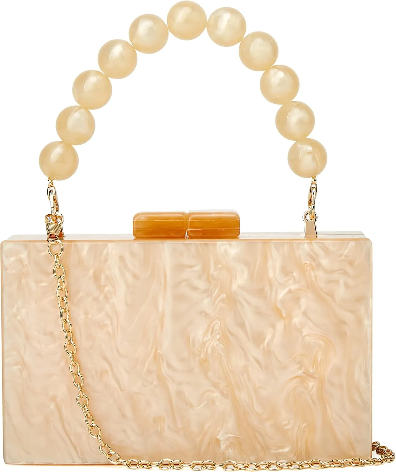 URAWOW Acrylic Evening Handbag Beads Bag for Women Graceful Shoulder Bag Satchel Marble Clutch Purses for Wedding Party 2023