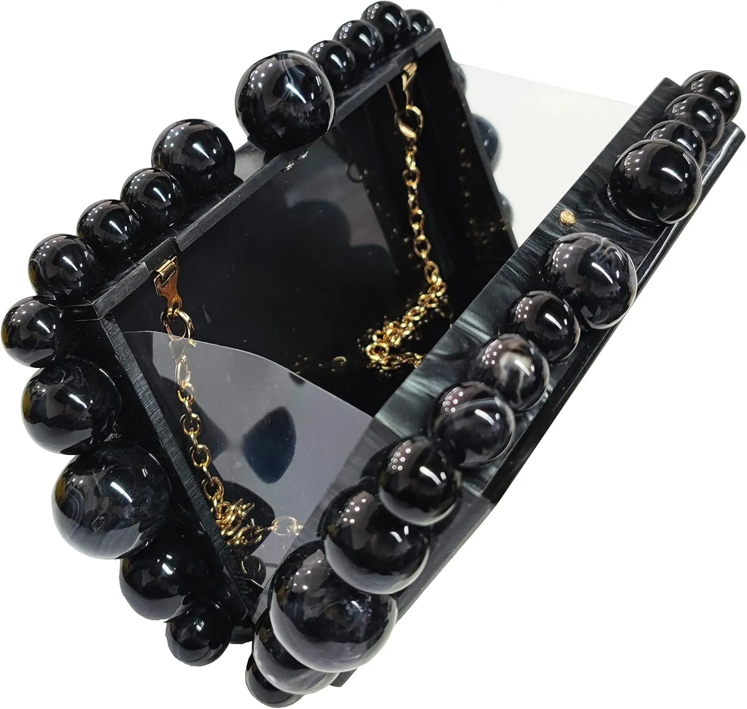 URAWOW Acrylic Evening Handbag Beads Bag for Women Graceful Shoulder Bag Satchel Marble Clutch Purses for Wedding Party 2023