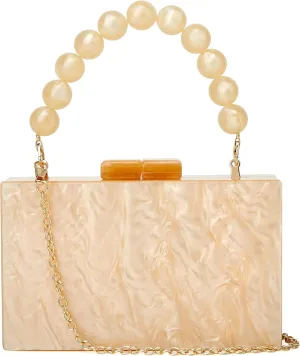 URAWOW Acrylic Evening Handbag Beads Bag for Women Graceful Shoulder Bag Satchel Marble Clutch Purses for Wedding Party 2023