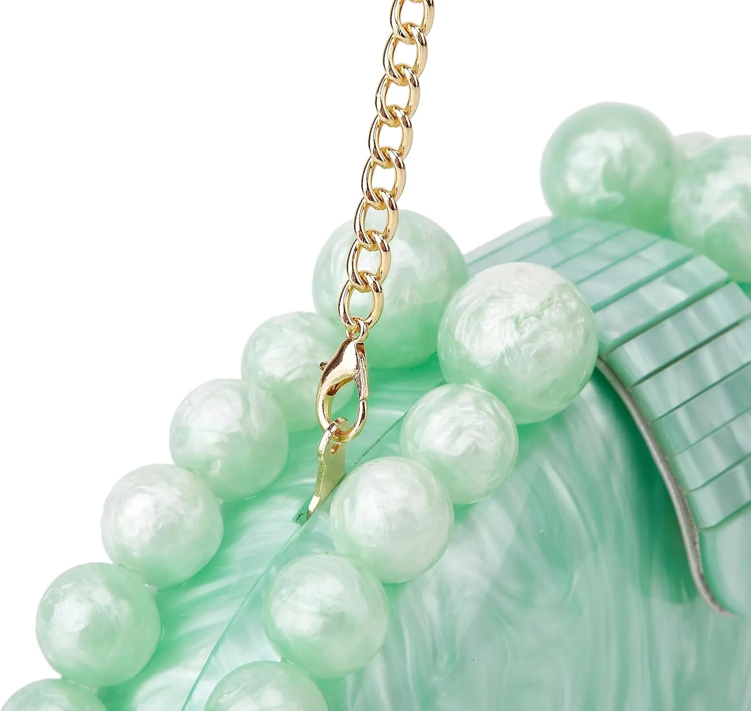 URAWOW Acrylic Evening Handbag Round Beads Bag for Women Shoulder Bag Satchel Marble Clutch Purses for Wedding Party 2023