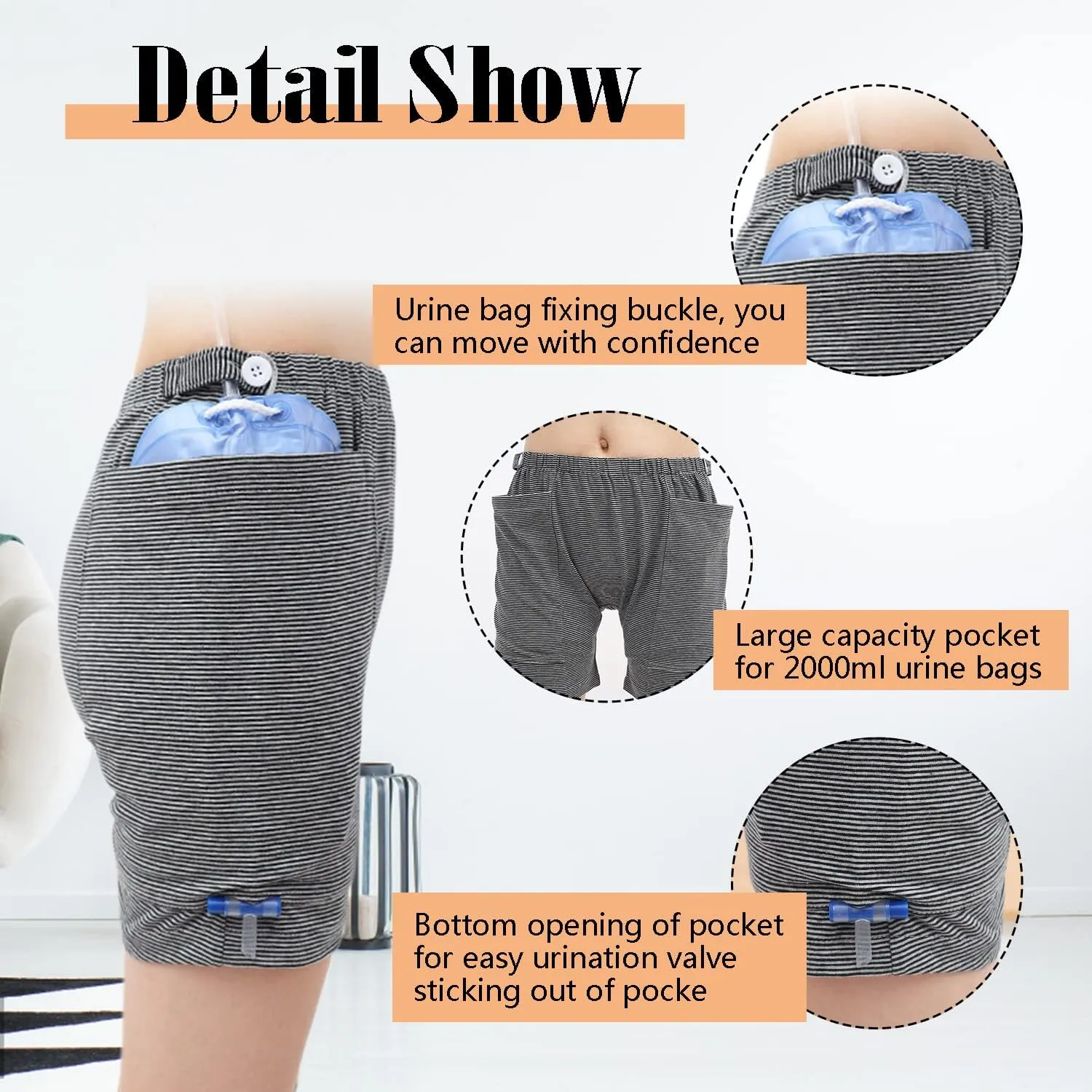 Urine Bag Pants, Incontinence Care Trousers Catheter Underwear for Elderly, Urinate Drainage Bag Pants Abdominal Surgeries Patient, Ostomy Drainage Bag Care Pants, Incontinence Care Pant