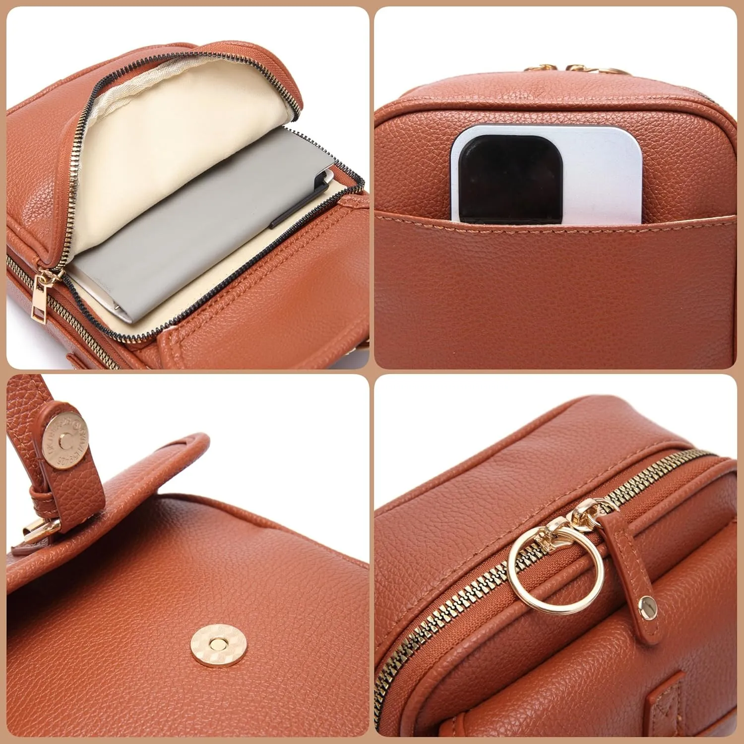 Urvashi Crossbody Leather Bag, Collaboraten1 Crossbody Bag with Card Slots, Anti-Theft Shoulder Bags for Women