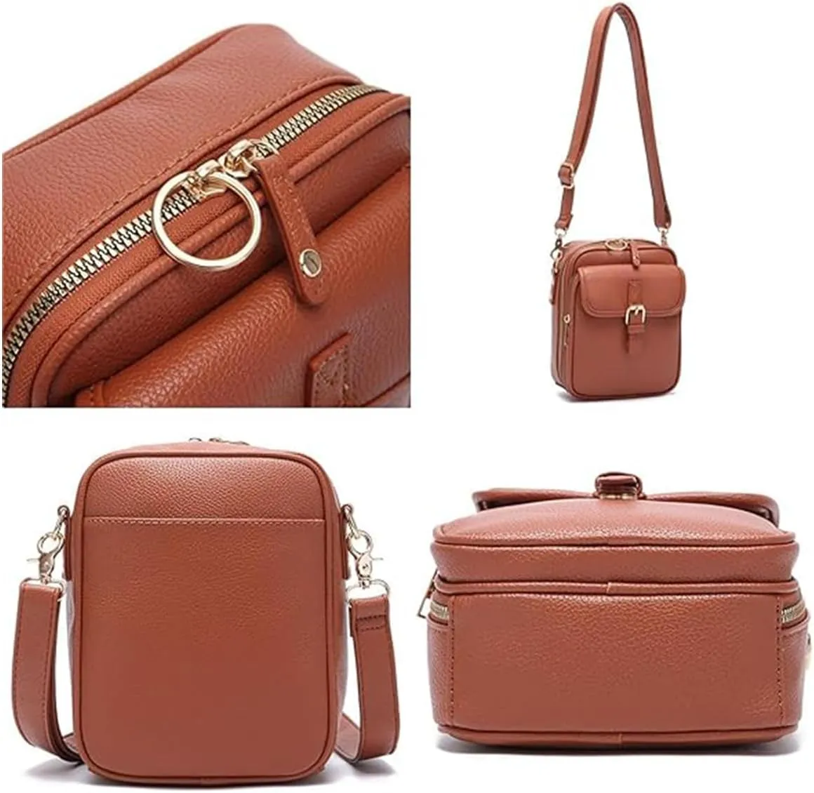 Urvashi Crossbody Leather Bag, Tojoyride Crossbody Bag, Double-Layer Large Capacity Mini Crossbody Bags