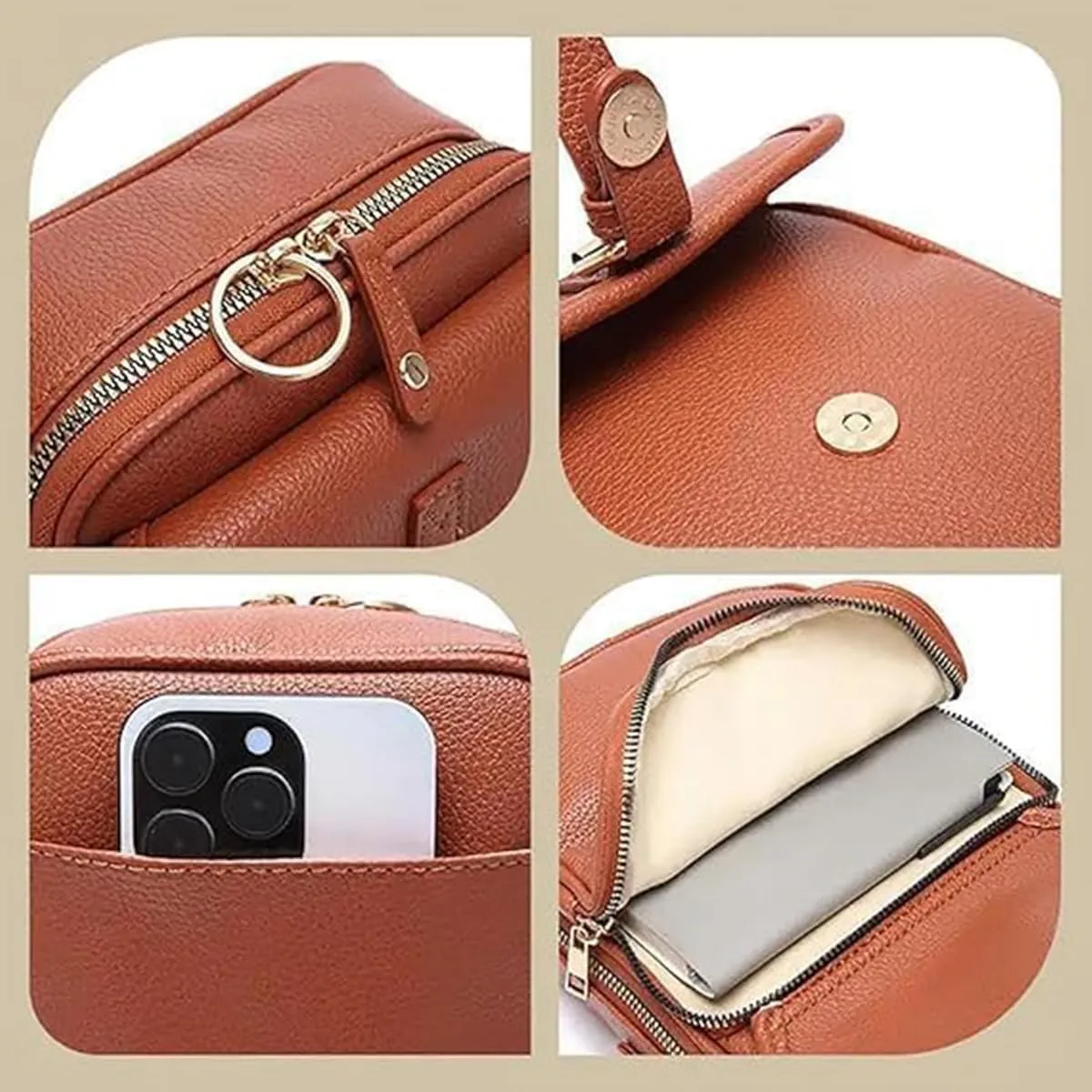 Urvashi Crossbody Leather Bag, Tojoyride Crossbody Bag, Double-Layer Large Capacity Mini Crossbody Bags