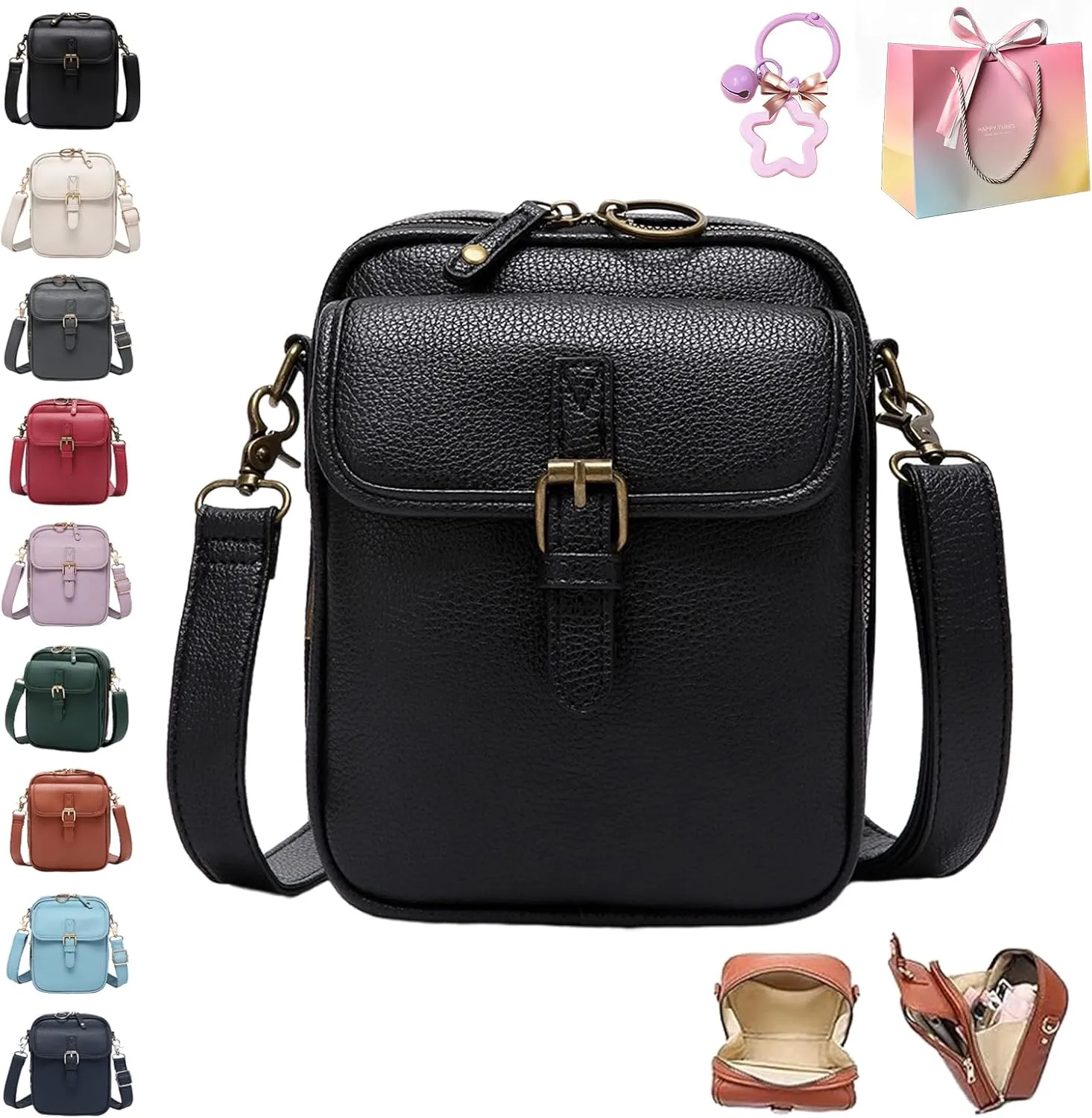 Urvashi Crossbody Leather Bag, Tojoyride Crossbody Bag, Double-Layer Large Capacity Mini Crossbody Bags