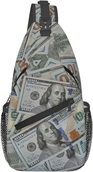 Us Bill Dollars Money Sling Backpack Chest Bag Crossbody Shoulder Bag Gym Cycling Travel Hiking Daypack For Men Women