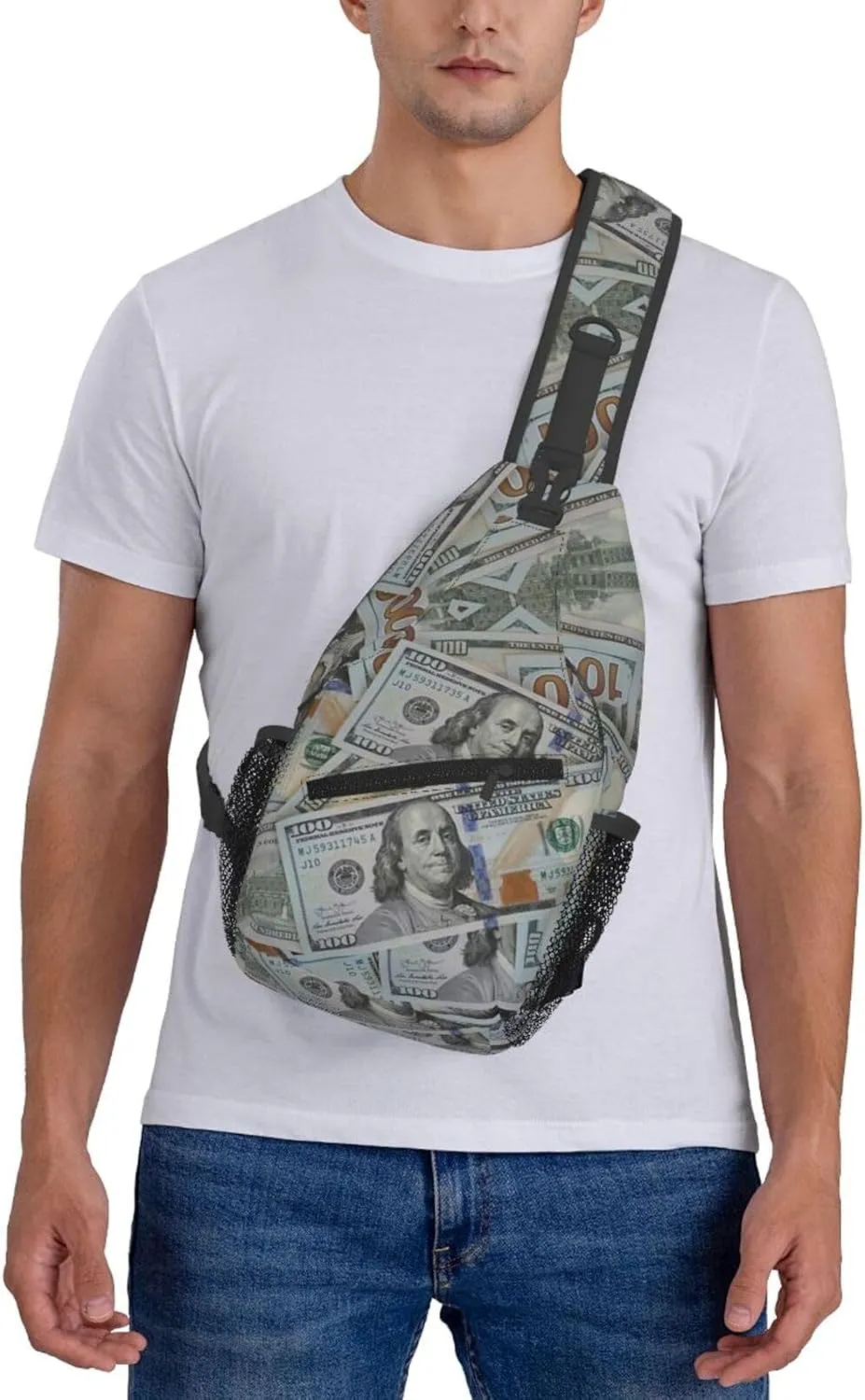 Us Bill Dollars Money Sling Backpack Chest Bag Crossbody Shoulder Bag Gym Cycling Travel Hiking Daypack For Men Women