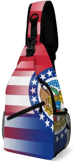 U.S.A Missouri State Flag Fashion Sling Bag Shoulder Chest Crossbody Bags Backpack Travel Hiking