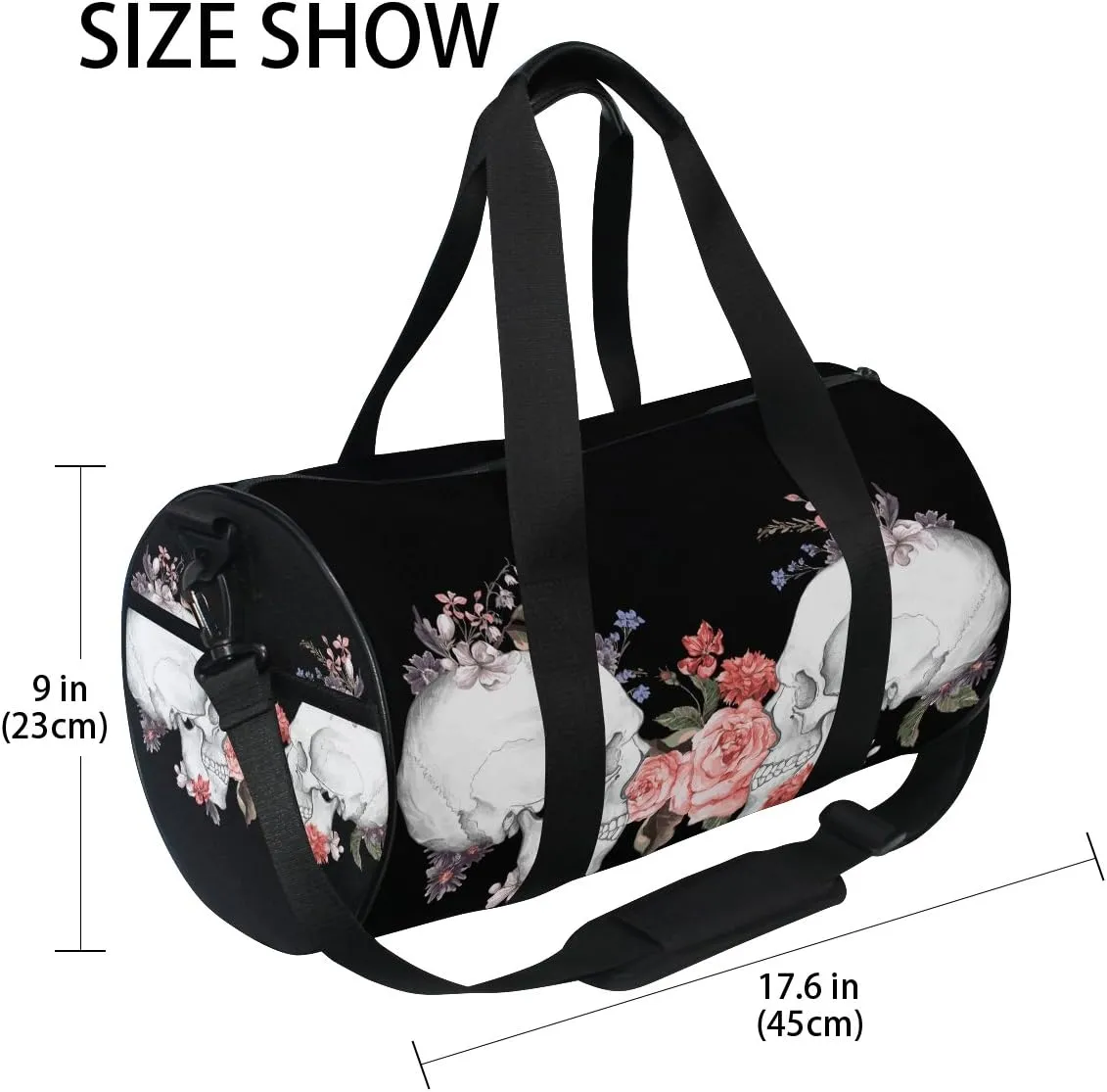 Use4 Rose Sugar Skull Day of the Dead Travel Duffel Bag Sport Gym Luggage Bag for Men Women