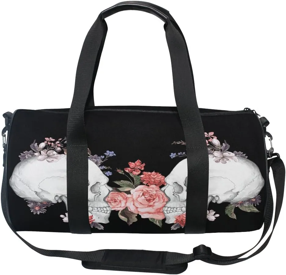 Use4 Rose Sugar Skull Day of the Dead Travel Duffel Bag Sport Gym Luggage Bag for Men Women