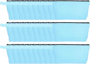 uxcell Canvas Makeup Bags, 30 Pcs Travel Cosmetic Bags Bulk, Multipurpose Plain Toiletry Zipper Pouches Blank DIY Craft Bags Pencil Bag for Women Teens, Light Blue