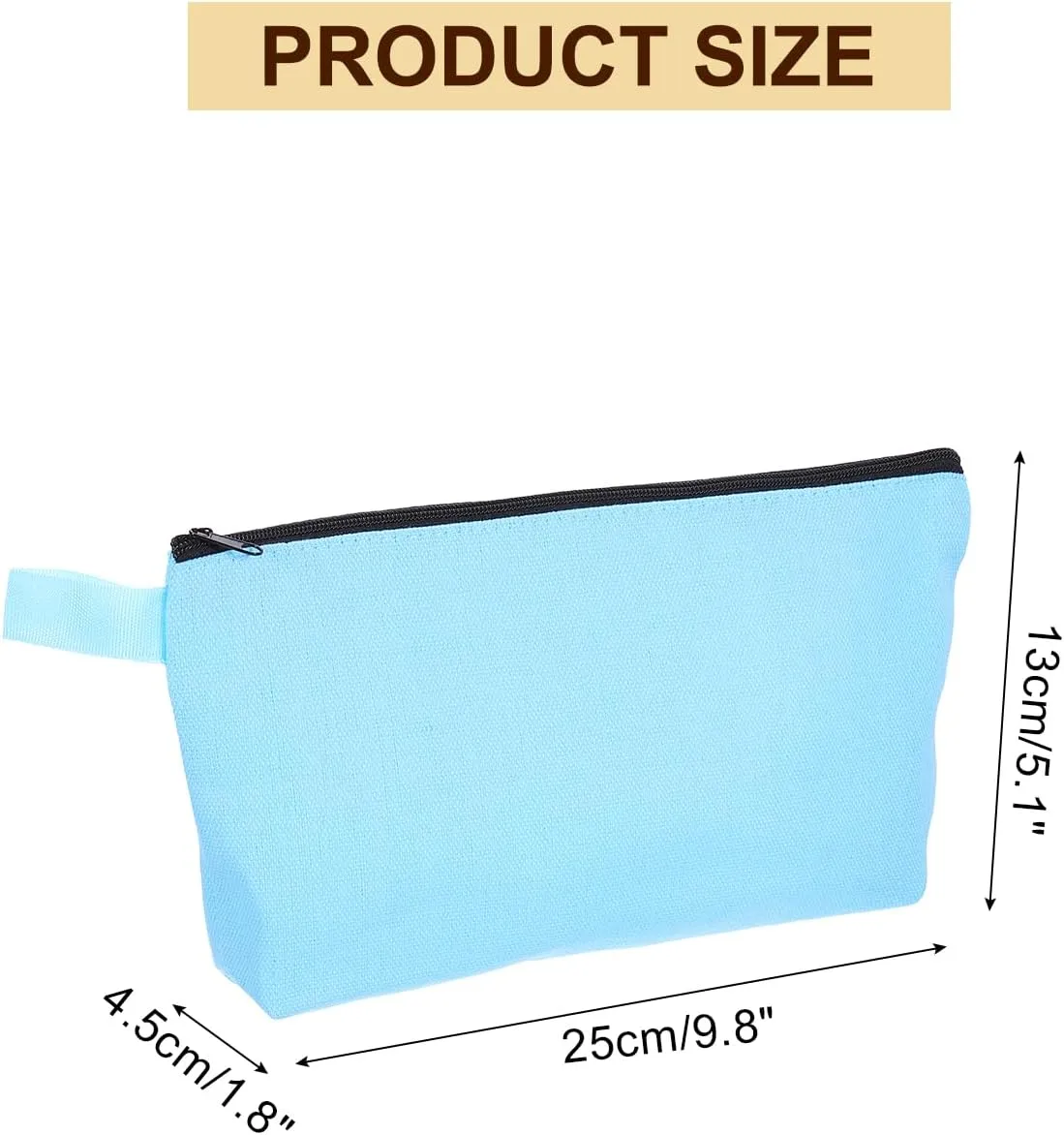 uxcell Canvas Makeup Bags, 30 Pcs Travel Cosmetic Bags Bulk, Multipurpose Plain Toiletry Zipper Pouches Blank DIY Craft Bags Pencil Bag for Women Teens, Light Blue