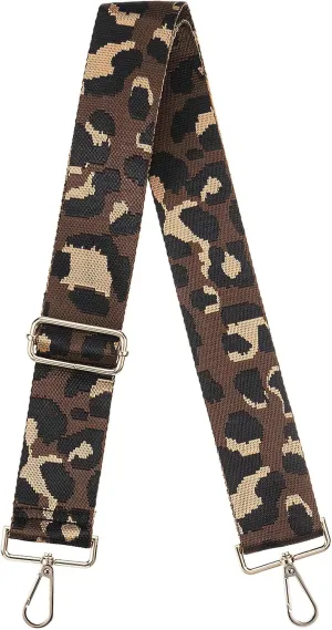 uxcell Purse Strap Replacement, 31-51inch Adjustable Polyester Leopard 2inch Wide Crossbody Shoulder Strap for Handbag Guitar(Brown, Gold Buckle)