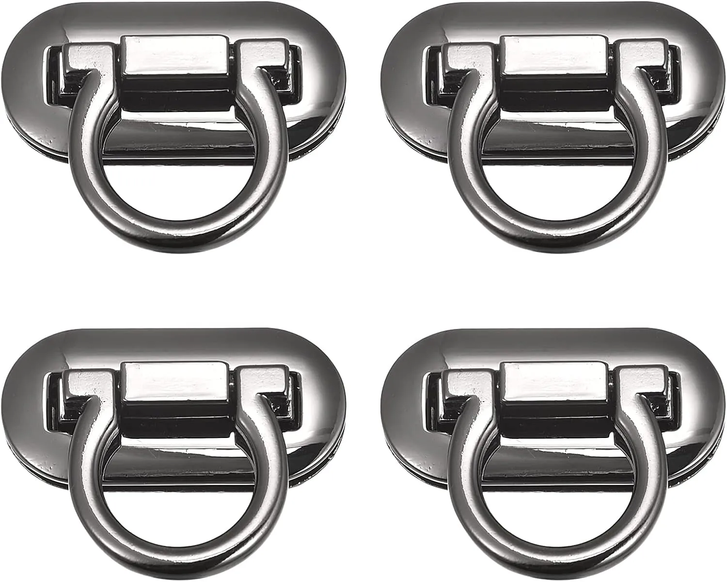 uxcell Turn Lock Clasp, 42mm x 20mm Alloy Purse Closure Twist Buckle for DIY Handbag Wallet Crafts Making 4Pcs(Dark Gray)