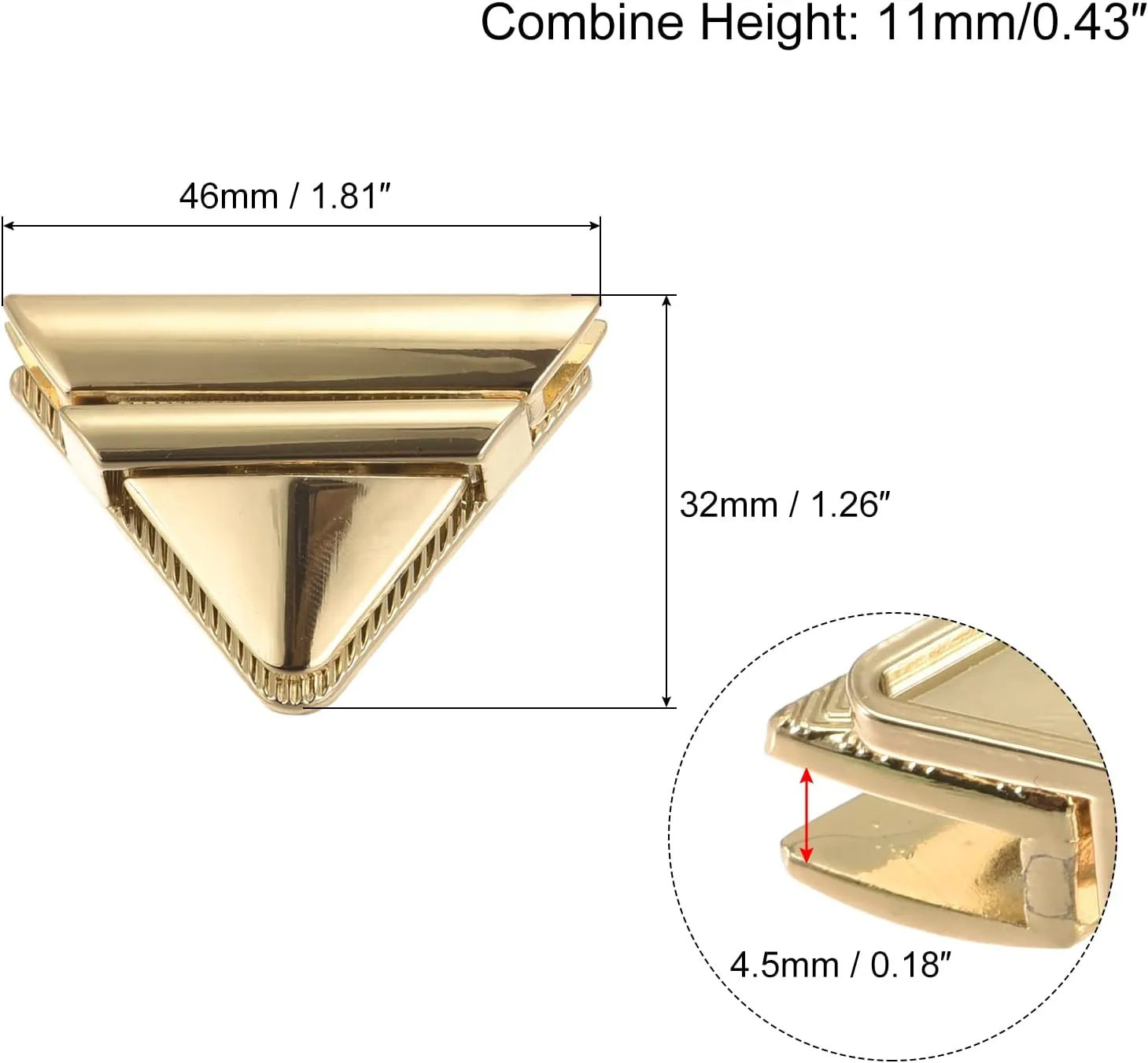 uxcell Turn Lock Clasp, 46mm x 32mm Zinc Alloy Purse Thumb Lock Bag Press Closure Buckle for DIY Handbag Wallet Crafts Making 4Pcs(Light Gold)