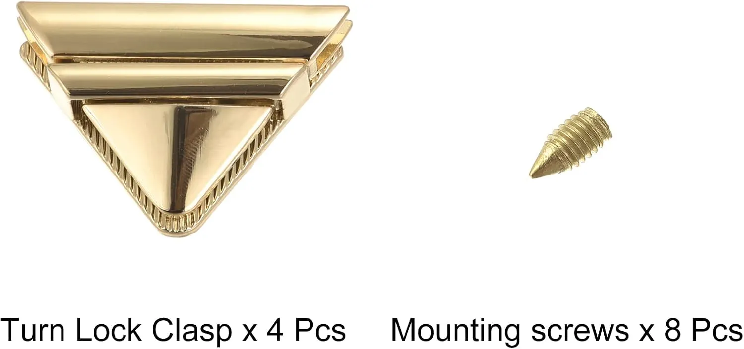 uxcell Turn Lock Clasp, 46mm x 32mm Zinc Alloy Purse Thumb Lock Bag Press Closure Buckle for DIY Handbag Wallet Crafts Making 4Pcs(Light Gold)