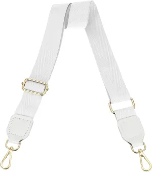 uxcell Wide Shoulder Strap, 3.8cm Adjustable Purse Strap Replacement Crossbody Strap for Shoulder Bag Handbag, White, Gold Square Mouth Buckle