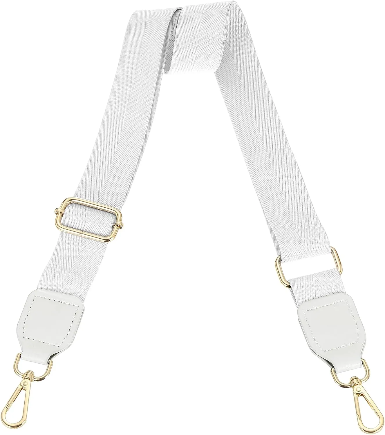 uxcell Wide Shoulder Strap, 3.8cm Adjustable Purse Strap Replacement Crossbody Strap for Shoulder Bag Handbag, White, Gold Square Mouth Buckle
