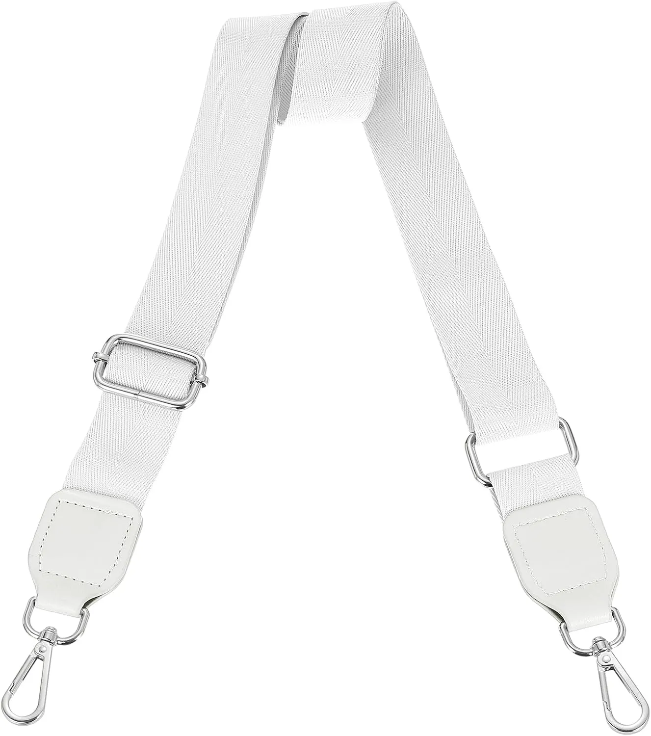 uxcell Wide Shoulder Strap, 3.8cm Adjustable Purse Strap Replacement Crossbody Strap for Shoulder Bag Handbag, White, Silver Square Mouth Buckle