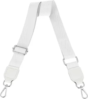uxcell Wide Shoulder Strap, 3.8cm Adjustable Purse Strap Replacement Crossbody Strap for Shoulder Bag Handbag, White, Silver Square Mouth Buckle
