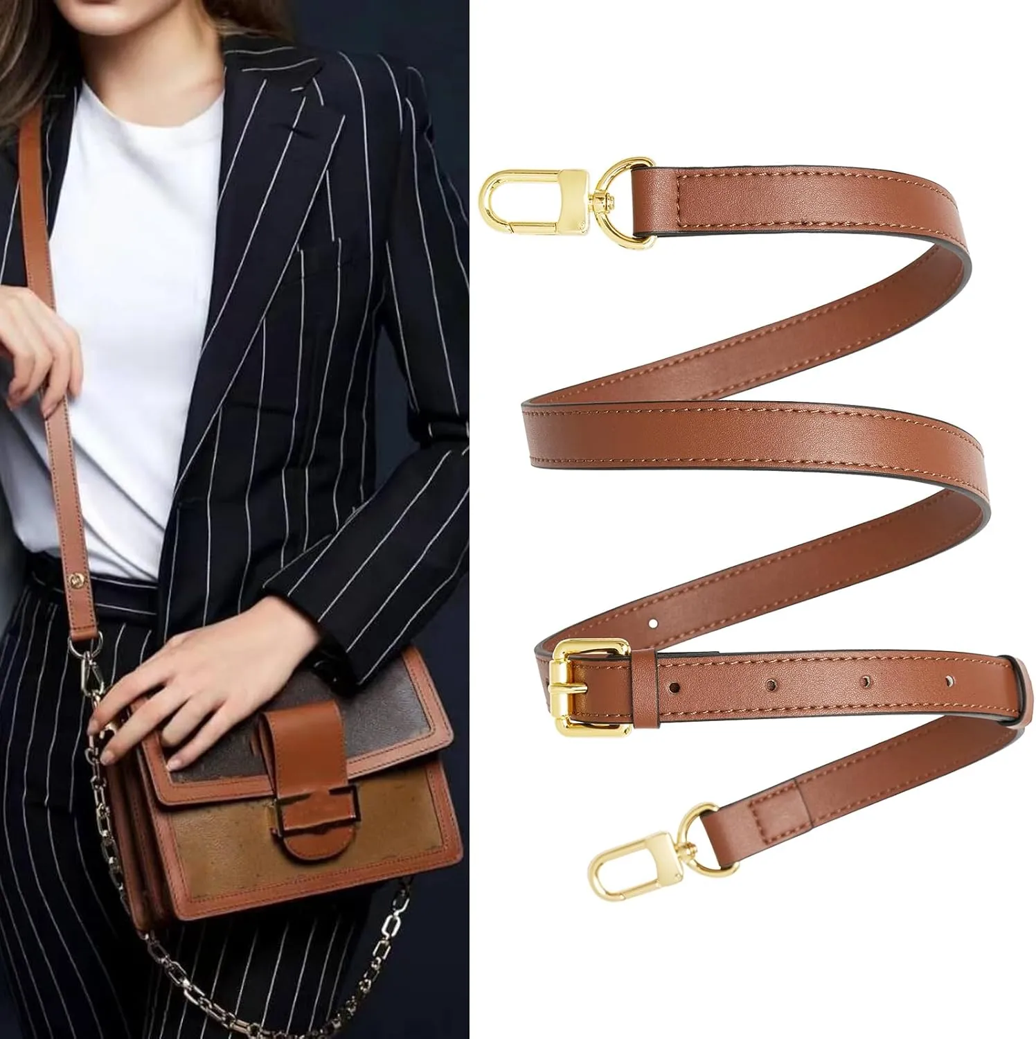 Vachetta Leather purse strap Genuine Leather Adjustable Replacement Strap for Shoulder Bag Handbag Purse