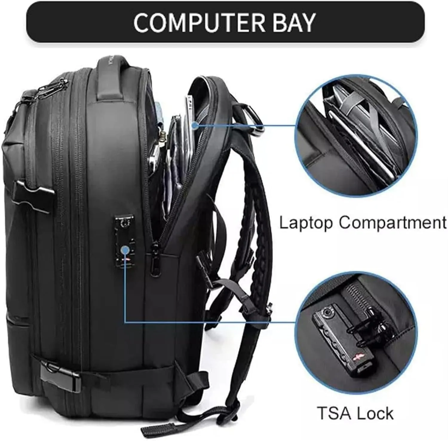 Vacspace Backpack, Prestora Pack, Vacuum Seal Travelm, Vacpack With Vacuum, Pump And Lock,Airbag Backpacks Carry On Flight With Usb Charging Port,Vacuum Seal (Black electric Vacuum)
