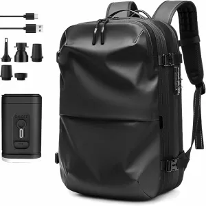 Vacspace Backpack, Prestora Pack, Vacuum Seal Travelm, Vacpack With Vacuum, Pump And Lock,Airbag Backpacks Carry On Flight With Usb Charging Port,Vacuum Seal (Black electric Vacuum)