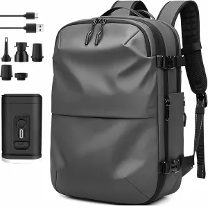Vacspace Backpack, Prestora Pack, Vacuum Seal Travelm, Vacpack With Vacuum, Pump And Lock,Airbag Backpacks Carry On Flight With Usb Charging Port,Vacuum Seal (Gray electric Vacuum)