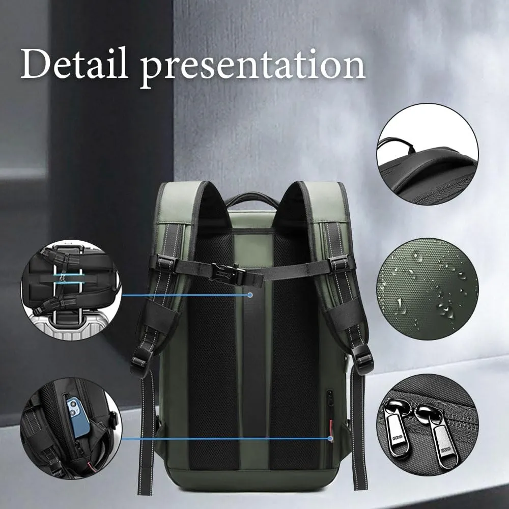 Vacuum Backpack for Travel, 25 Inch Expandable Vacuum Compression Bag with Electric Vacuum Pump, Space Saver Bags (Army Green)