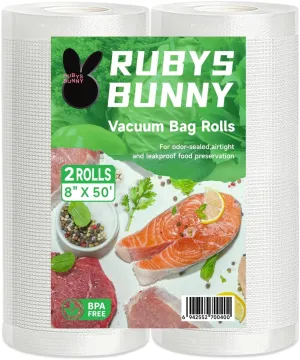 Vacuum Sealer Bags,2 Rolls 8 in x 50 ft Seal Bags,Meal Prep and Sous Vide.4 Mils 13 Mils Thickened Surface,Heavy Duty,Commercial Grade,BPA Free,Customized Size Bag