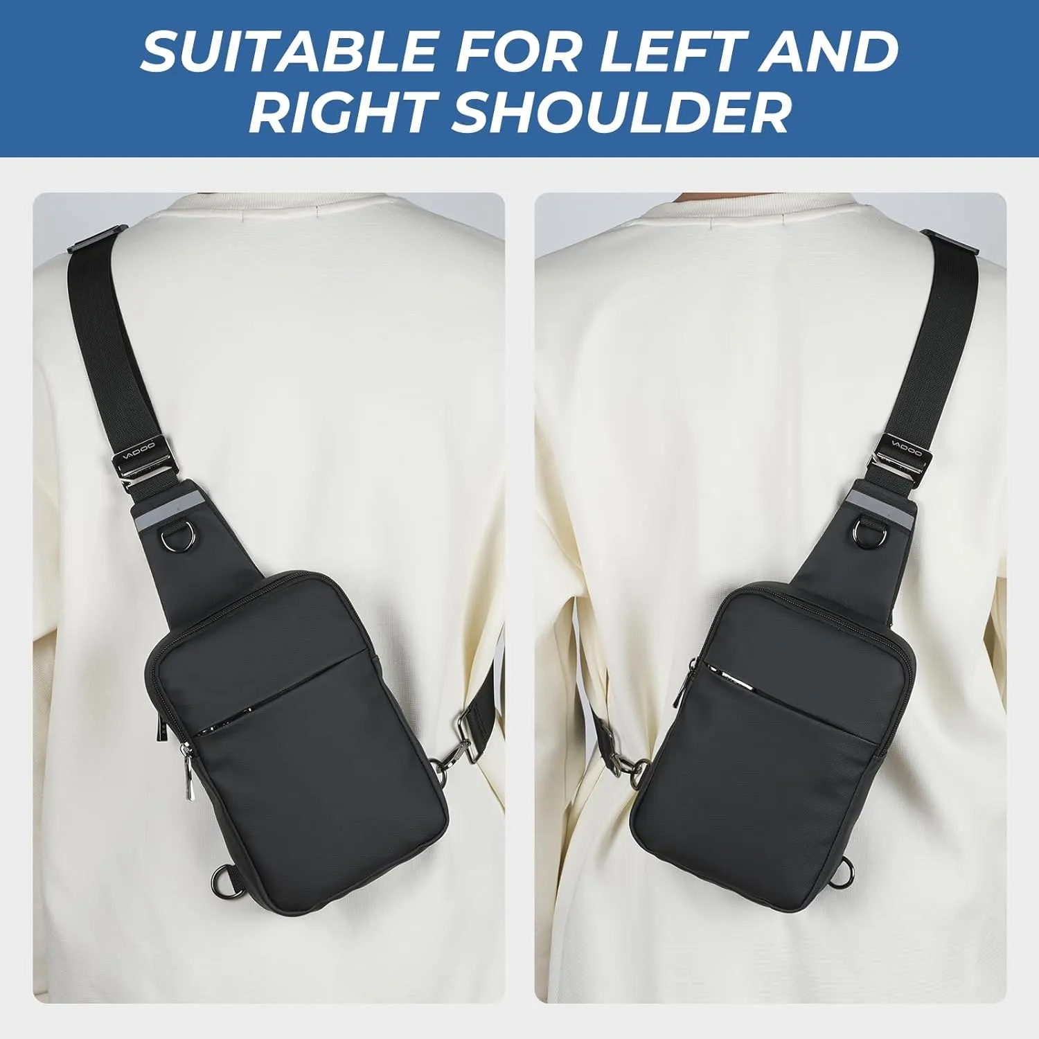 VADOO Sling Bag, Small Crossbody Bag with RFID Blocking for Women and Men, Lightweight Chest Phone Mini Bag for Travel Casual