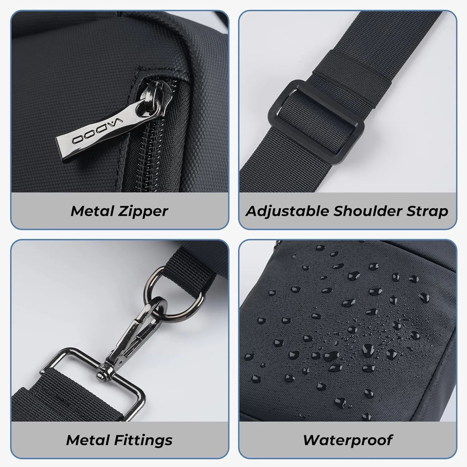 VADOO Sling Bag, Small Crossbody Bag with RFID Blocking for Women and Men, Lightweight Chest Phone Mini Bag for Travel Casual