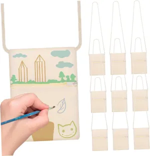 Vaguelly Plain Boys and Girls Crossbody Bag Blank Fabric Bag Sturdy Washable Zipper Closure for Phone Craft Supplies
