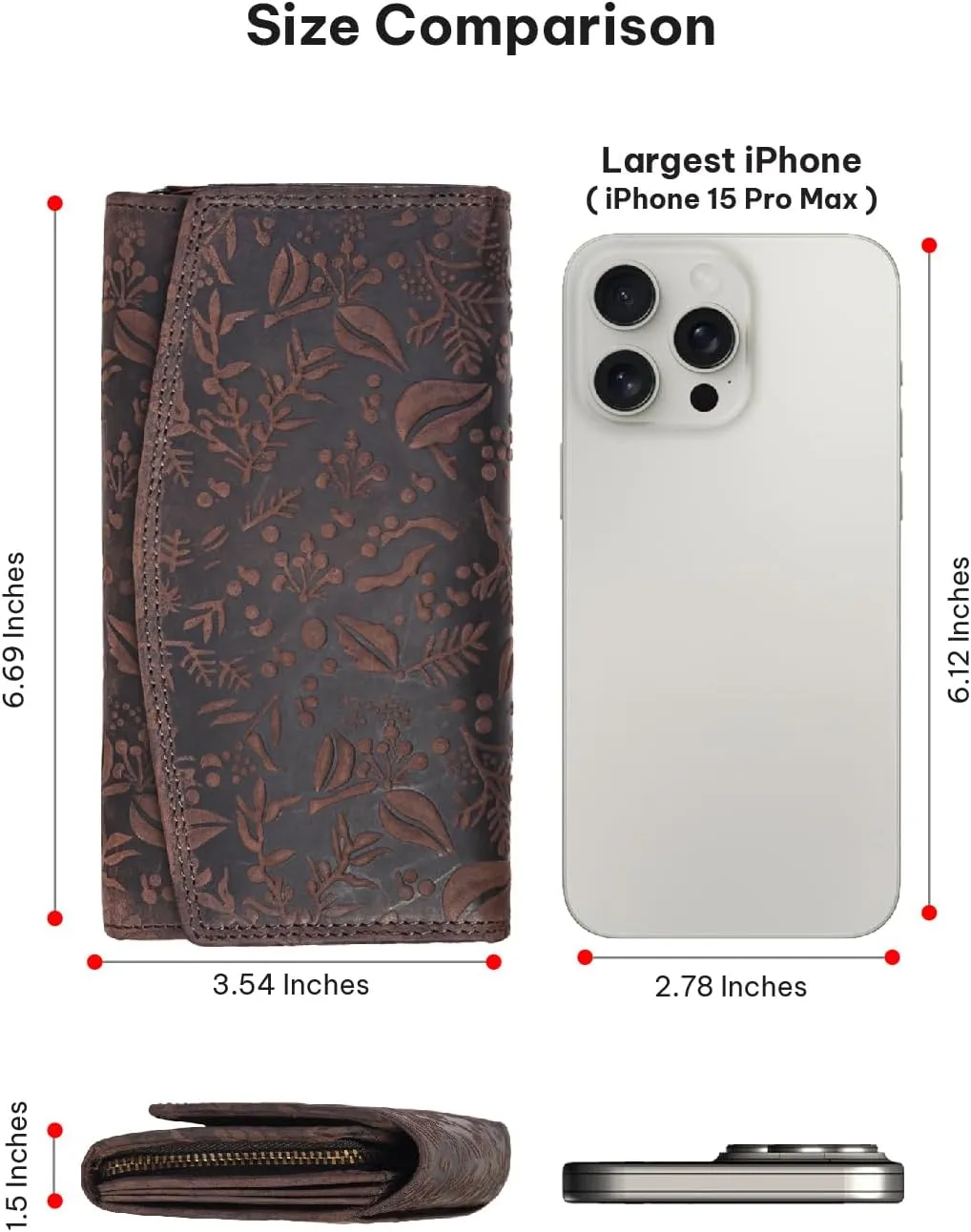 VALENCHI Leather Wallet For Women RFID Blocking Slim Minimalist Ladies Long Clutch Purse Organizer Credit Card Holder Slots with Zipper Pocket (Brown Oily Hunter)