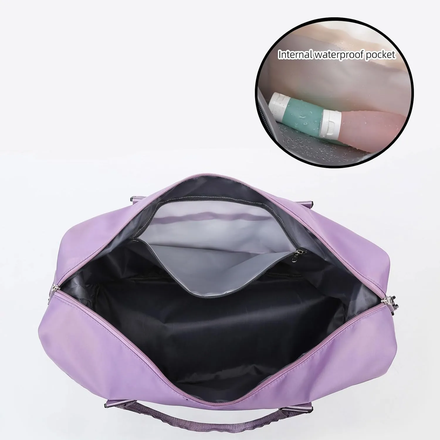 Valleycomfy Travel Duffel Bags with Shoes Compartment,Large Travel Duffel Bag,Weekender Overnight Bag with Toiletry Bag,Purple