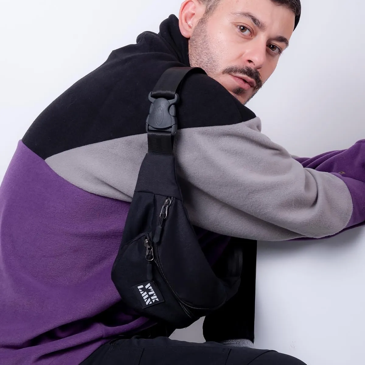 Vatkalimon Black, White and Grey Fanny Pack Set. Men's Crossbody Bag Belt Beg For Women Gym Essentials Women Belt Bag for Running Travelling Walking