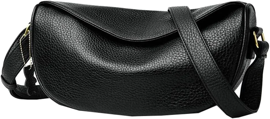 Vegan Leather Crescent Crossbody Bag for Women Hobo Sling Purse Shoulder Handbag with Adjustable Strap