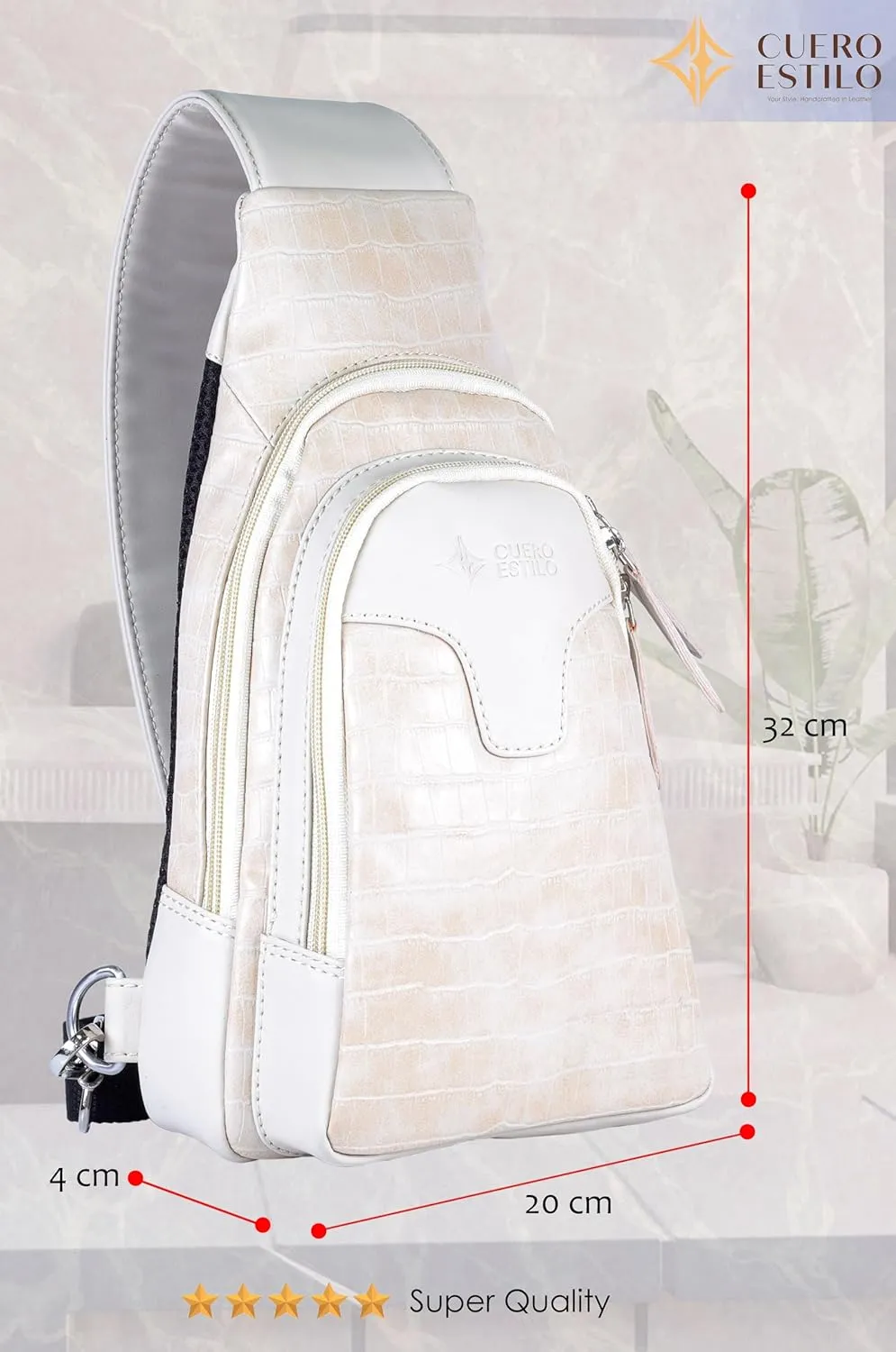 Vegan Leather Crossbody Bag - Unisex, Water-Resistant, Anti-Theft with Adjustable Strap.