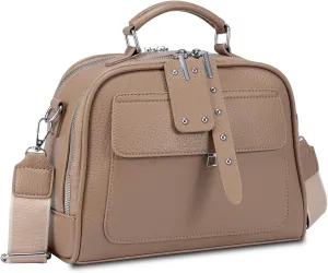 Vegan Leather Crossbody Bags for Women Trendy Medium Wide Strap Cross Body Handbags Shoulder Purse 2025