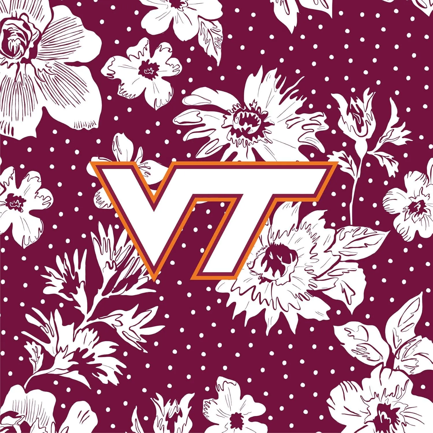 Vera Bradley Women's Cotton Collegiate Large Travel Duffle Bag (Multiple Teams Available), Maroon/White Rain Garden With Virginia Tech - Recycled Cotton, One Size