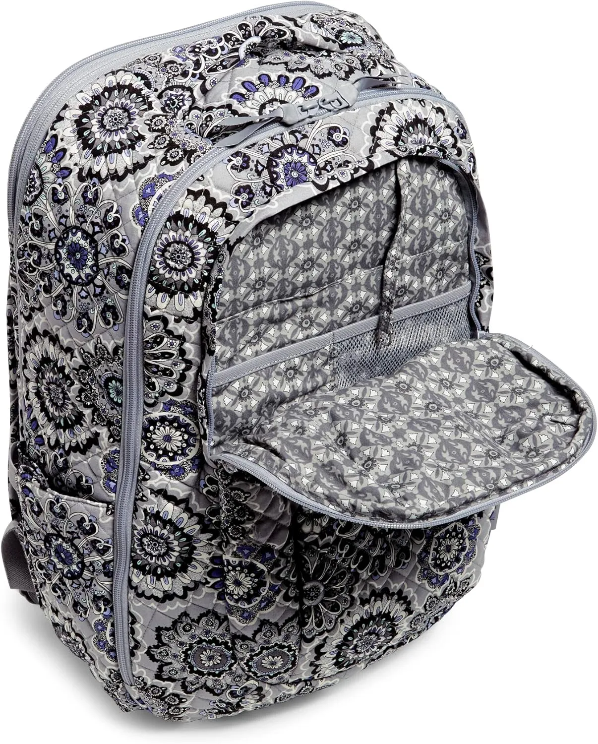 Vera Bradley Women's Cotton Large Travel Backpack Travel Bag, Tranquil Medallion - Recycled Cotton, One Size