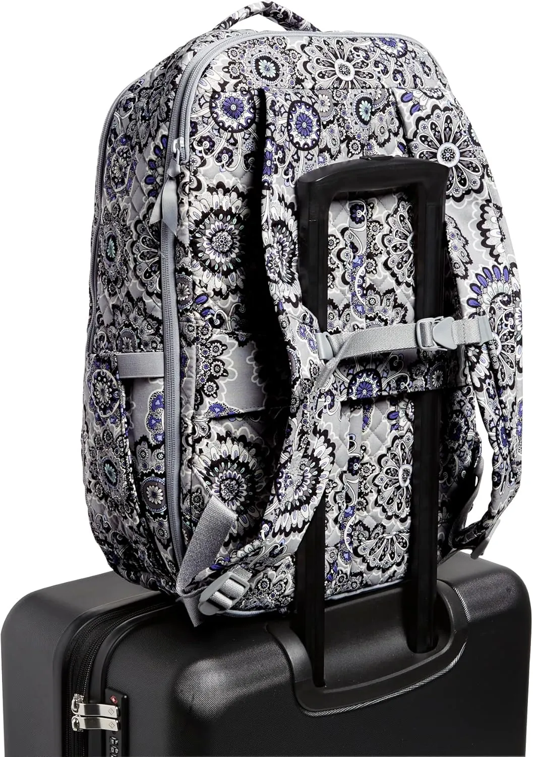 Vera Bradley Women's Cotton Large Travel Backpack Travel Bag, Tranquil Medallion - Recycled Cotton, One Size