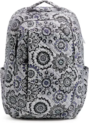 Vera Bradley Women's Cotton Large Travel Backpack Travel Bag, Tranquil Medallion - Recycled Cotton, One Size